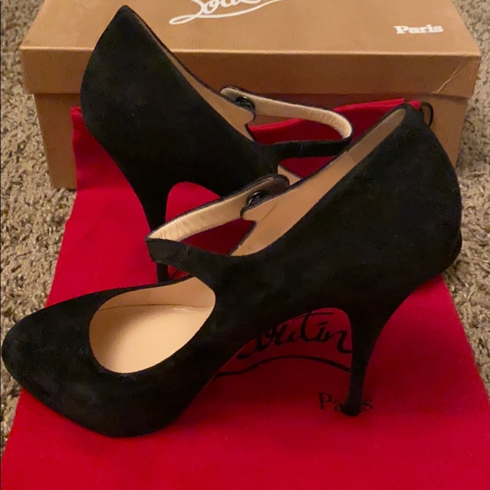 Christian Louboutins Suede Mary Jane Pumps - Picture 5 of 8